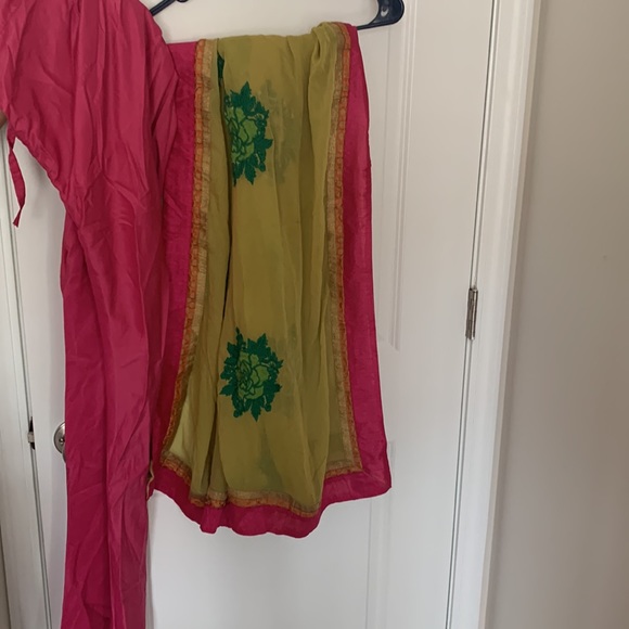 A green and orange anarkali with duptta and salwar - Picture 6 of 6